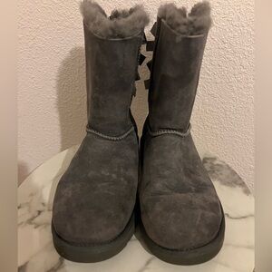 UGG Gray Bailey Bow Shearling Boots
